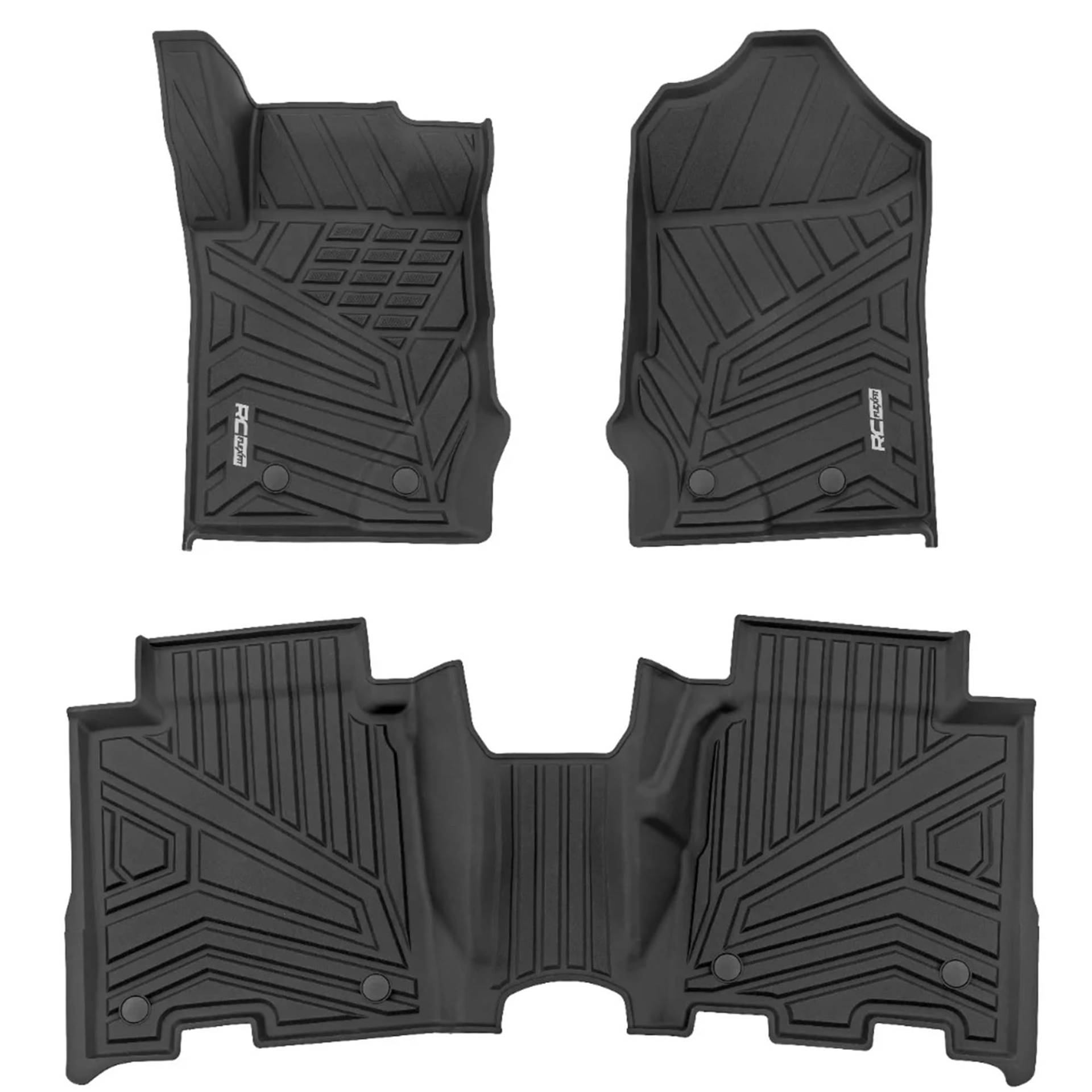 Rough Country Flex-Fit Allwetter Fußmatten für Ford Bronco (2021-2025) 4-Türer - rutschfeste TPE Flexible Fußmatten Wasserdicht Vorne & Hinten Set von Rough Country