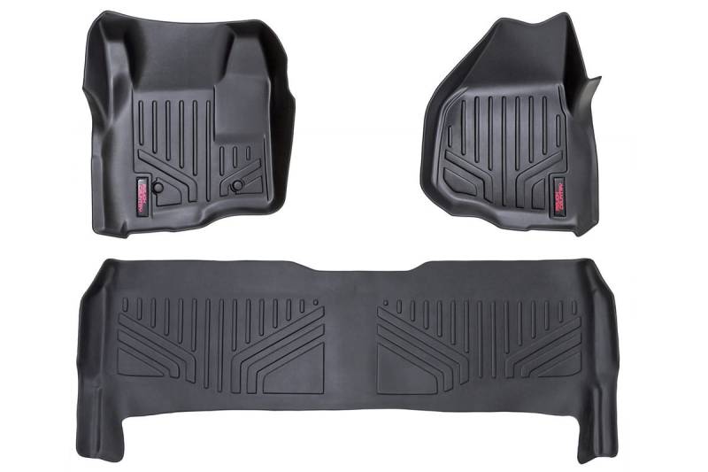 Rough Country Heavy Duty Bodeneinlagen (passend für 11–16 Super Duty F250 F350 - Crew Cab (1. / 2. Reihe), Schwarz von Rough Country