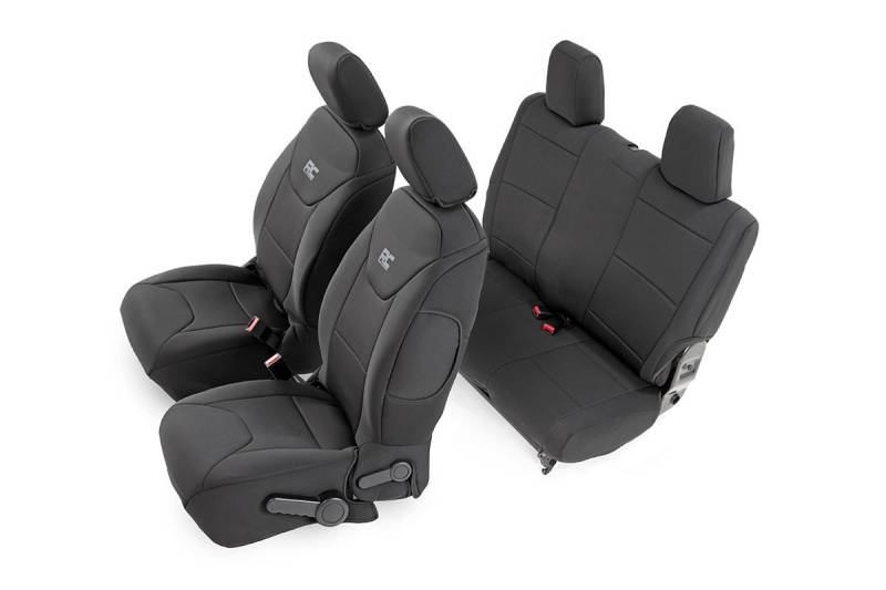 Rough Country Neopren-Sitzbezüge, vorne und hinten, schwarz, passend für 2011–2012 [Jeep ] Wrangler JK 2DR Custom Water Resistant 91006 von Rough Country