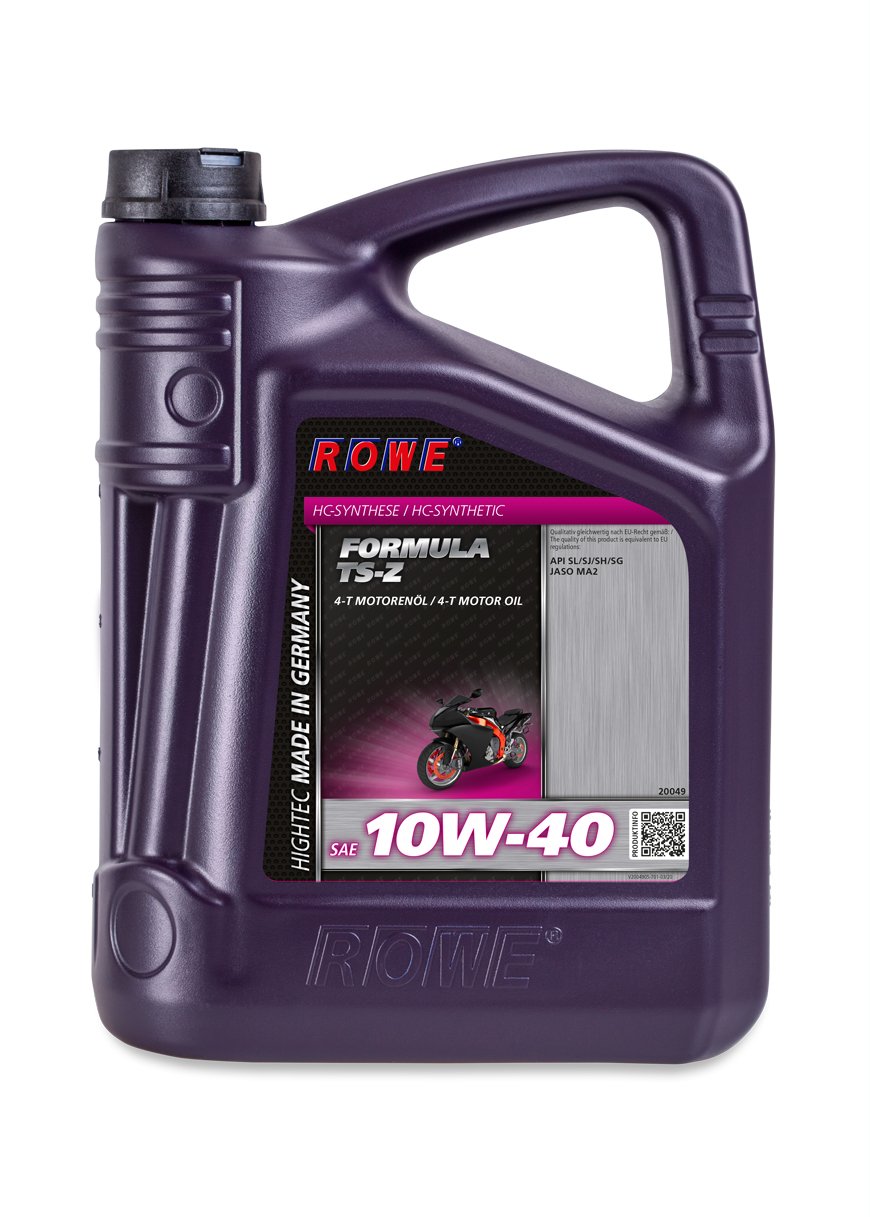 ROWE 20049 HIGHTEC FORMULA SAE 10W-40 TS-Z - Motorenöl für 4-Takt-Motorräder mit nass laufender Ölbadkupplung - 5 Liter von ROWE