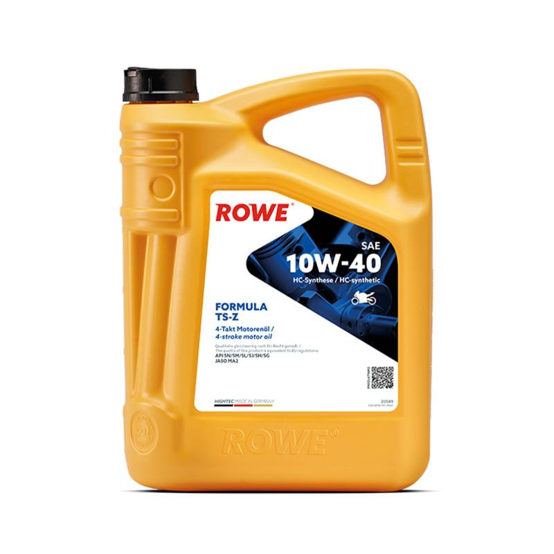 ROWE 20049 HIGHTEC FORMULA SAE 10W-40 TS-Z - Motorenöl für 4-Takt-Motorräder mit nass laufender Ölbadkupplung - 5 Liter von ROWE