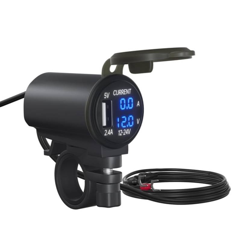 Roxvue 12-V-Motorrad-USB-Voltmeter-Schnellladegerät mit Schalter, wasserdichte Handy-Steckdose, Moto-Handystecker A von Roxvue