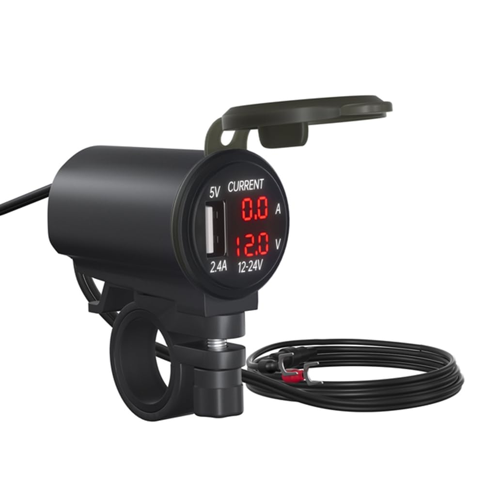 Roxvue 12-V-Motorrad-USB-Voltmeter-Schnellladegerät mit Schalter, wasserdichte Handy-Steckdose, Moto-Handystecker B Roxvue 12-V-Motorrad-USB-Voltmeter-Schnellladegerät mit Schalter, wasserdichte Handy-Steckdose, Moto-Handystecker B von Roxvue