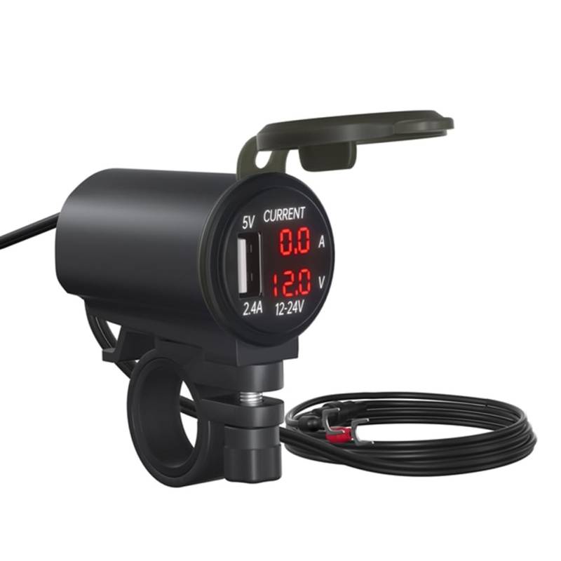 Roxvue 12-V-Motorrad-USB-Voltmeter-Schnellladegerät mit Schalter, wasserdichte Handy-Steckdose, Moto-Handystecker B von Roxvue