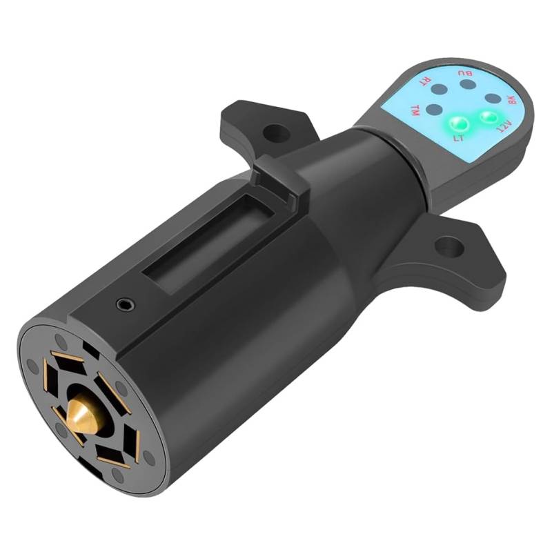 Roxvue 7-Poliger Anhängerstecker-Tester, 7-Wege-Anhängerkabeltester für Wohnmobil, Anhängerlichttester, 12-V-Anschluss für Abschleppkabel-Bremsklinge von Roxvue