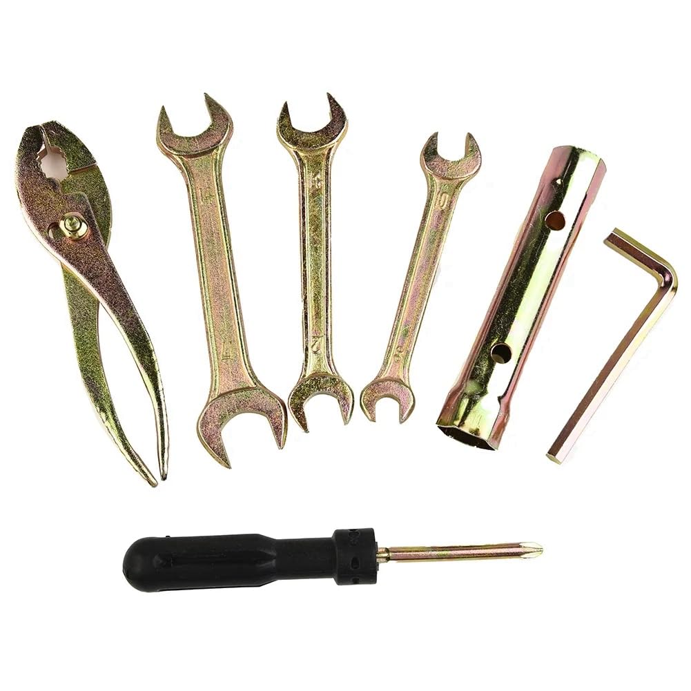 Roxvue 7-Teilig Motorrad Universal-Reparaturwerkzeug-Set Schraubendreher Steckschlüsselsatz Ratschenkasten Motorradwerkzeug-Set von Roxvue