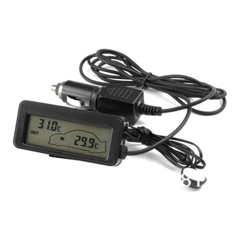 Roxvue Mini-Digital-Auto-LCD-Display, Innen-/Außenthermometer, 12 V, für Fahrzeuge, Digitales Thermometer von Roxvue