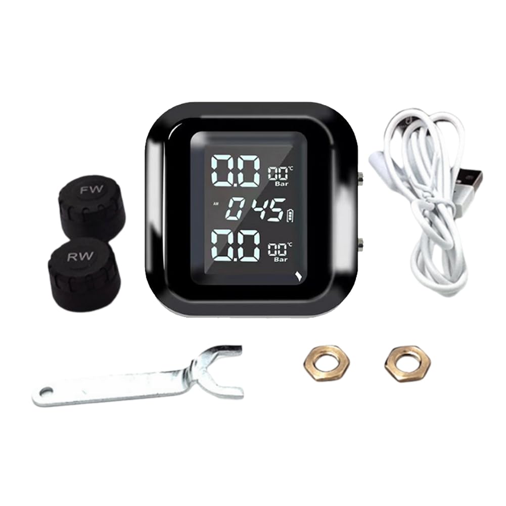 Roxvue Motorrad Externe Reifendrucksensoren Solar TPMS Reifendrucküberwachungssystem Reifendruckwarnung Digitale Anzeige von Roxvue
