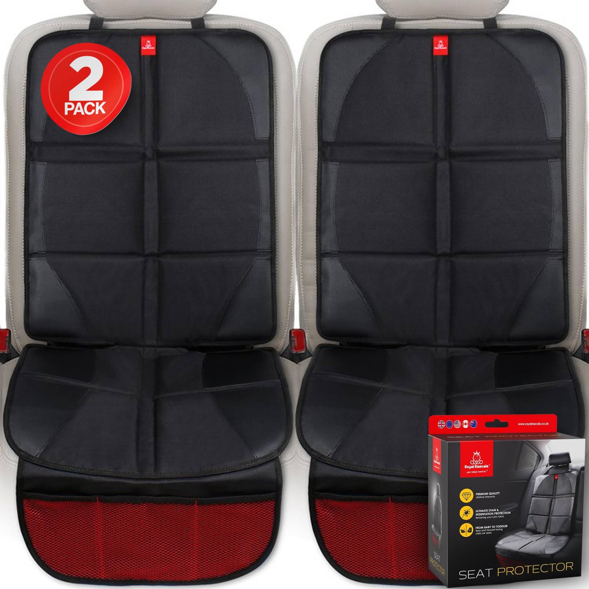 Royal Rascals Autositzschoner für Kindersitze x2 - Schützt Polster vor Flecken und Beschädigungen, mit gepolstertem Bezug - Organizer-Taschen - Universell und passend für Isofix - Qualitätsprodukt Royal Rascals Autositzschoner für Kindersitze x2 - Schützt Polster vor Flecken und Beschädigungen, mit gepolstertem Bezug - Organizer-Taschen - Universell und passend für Isofix - Qualitätsprodukt von Royal Rascals
