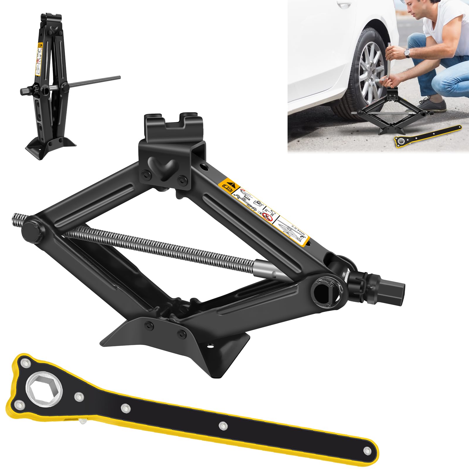 Scherenwagenheber für Auto mit Ratsche – robuster Stahl, 11–39 cm, Hebebügel, Aufziehwerkzeuge für Lieferwagen, Notfall-Set, Reifenreparatur-Wechselwerkzeug Scherenwagenheber für Auto mit Ratsche – robuster Stahl, 11–39 cm, Hebebügel, Aufziehwerkzeuge für Lieferwagen, Notfall-Set, Reifenreparatur-Wechselwerkzeug von Royalswill