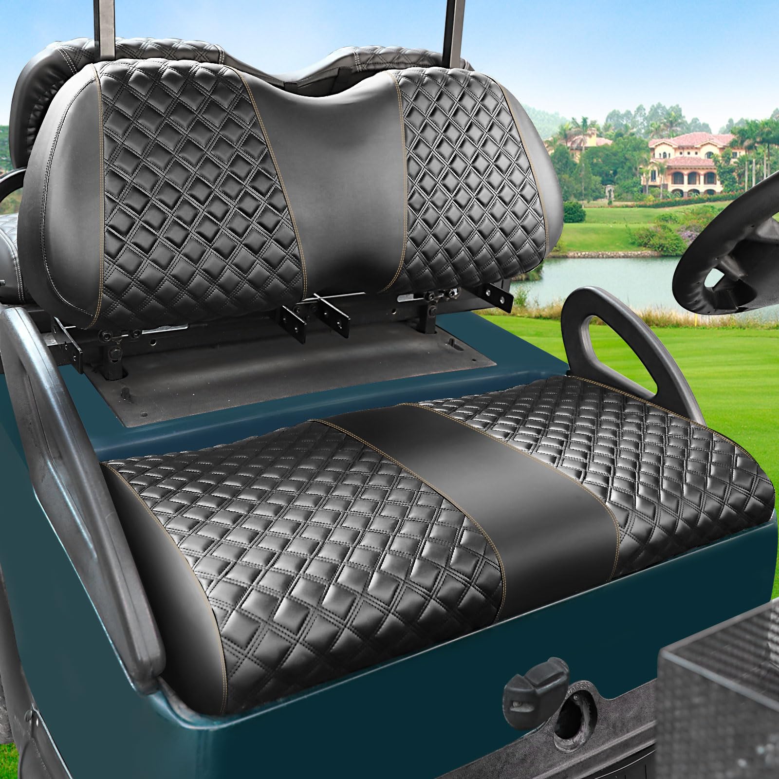 Roykaw Golfwagen-Sitzbezüge-Set, passend für Club Car Precedent OEM gewöhnliches Sitzkissen, Marinetaugliches Vinylmaterial/weicher und bequemer, atmungsaktiver und leicht zu reinigen von Roykaw