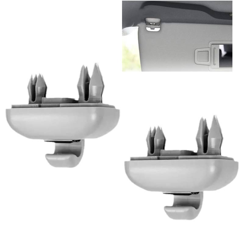 2 Stück Auto Sonnenblende Clip, Auto Sonnenblende Halterung, Blendfreie Halterung für Sonnenblenden, Autozubehör und Sonnenblend Zubehör Haken für A1 A3 A4L A5 A6L A7 Q3 Q5 - Grau von Ruayia