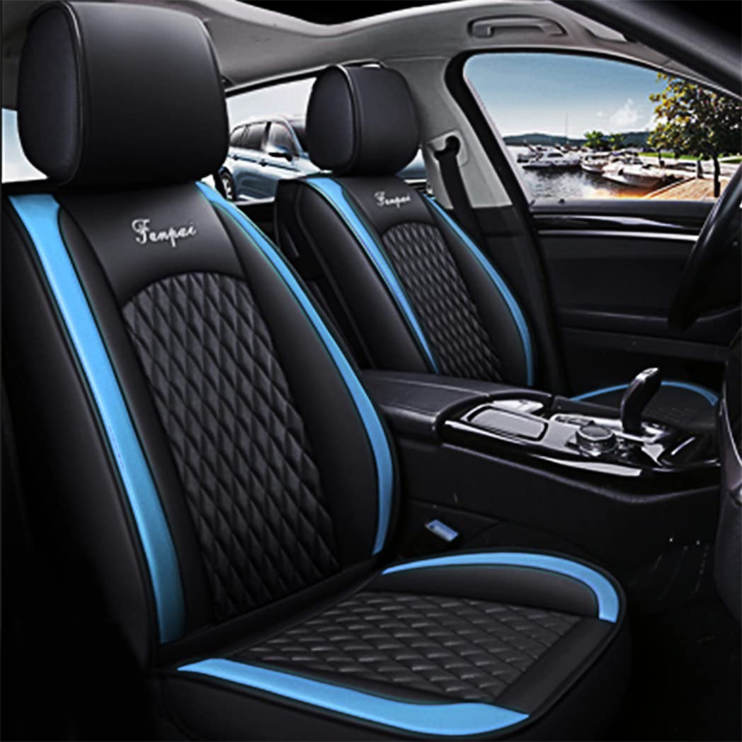 Ruberpig Autositzbezüge Leder Passend für Mazda CX-30 Komplettes Set Kissen 5-Sitz Vorne Hinten Sitz Protektoren rutschfest Wasserdicht Langlebig Fahrzeug Sitzbezug(Black Blue) von Ruberpig