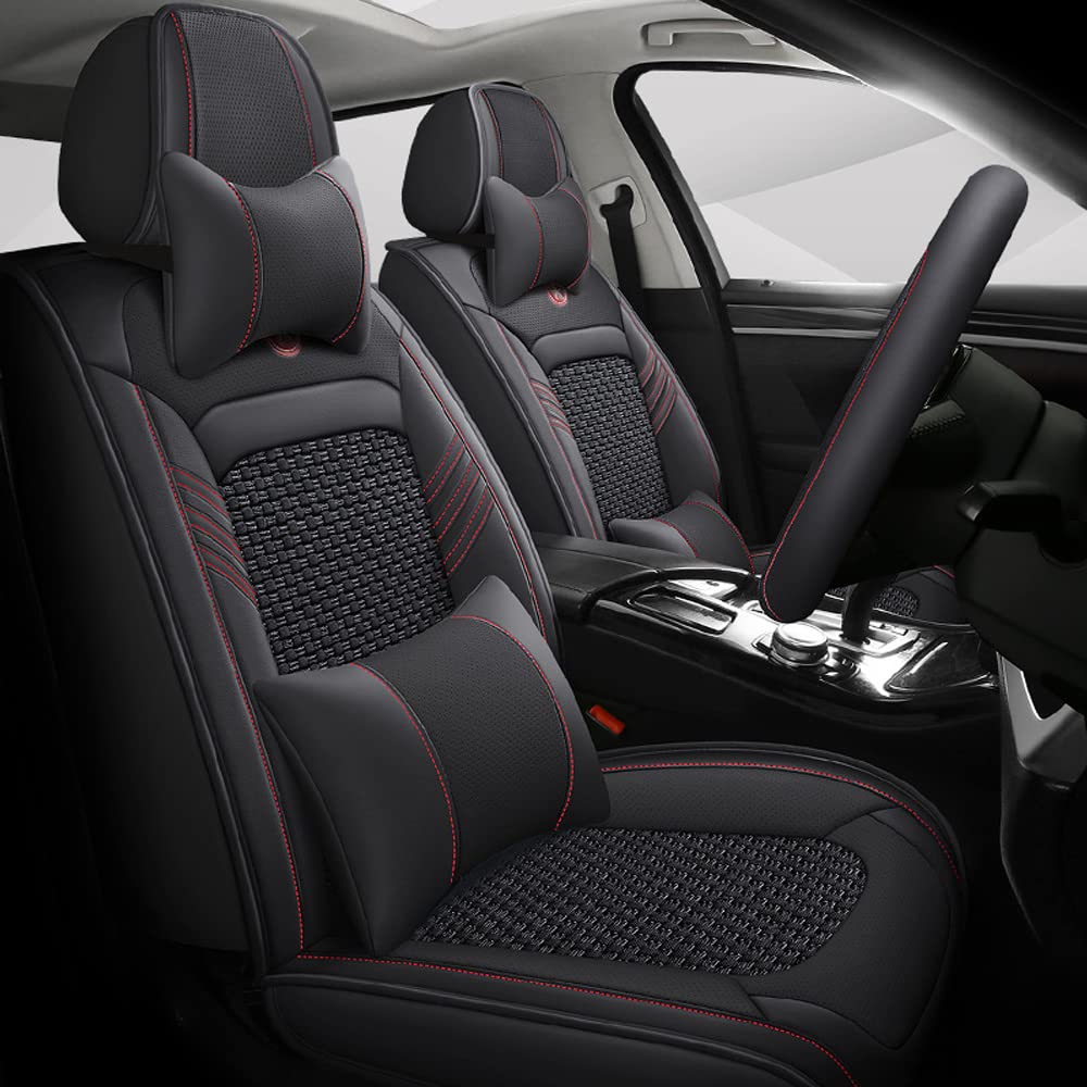 Ruberpig Autositzbezüge Für Hyundai ix35 5-Sitzer kompletter Satz Sitzkissen Allwetter Autoteile Interieur (Schwarz,5 Sitzbezüge & Kopfstütze) von Ruberpig