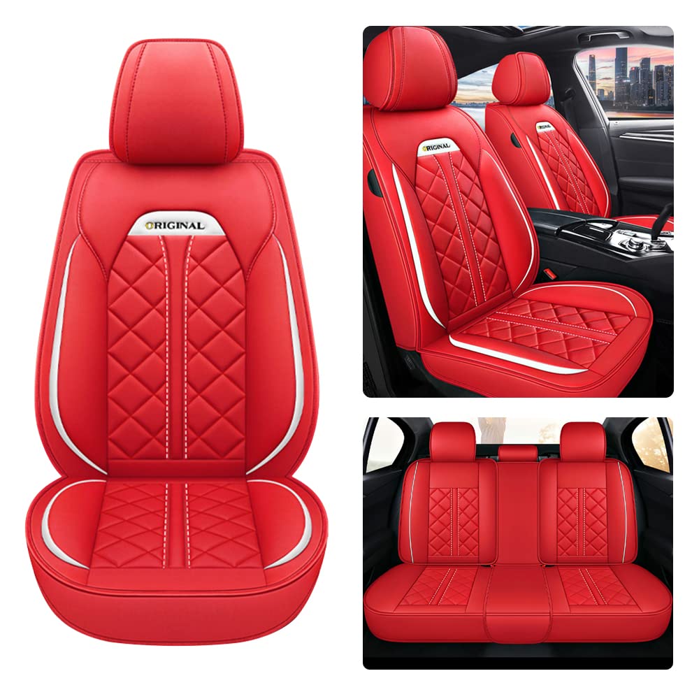 Ruberpig Autositzbezug Für Toyota Aygo Komplettset 5 Sitze Allwettereinsatz Auto Ledersitzbezug Rot von Ruberpig
