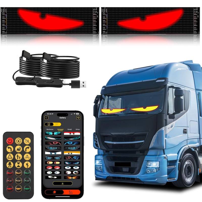 2er Devil Eyes Light for Cars IP65 Wasserdicht, Teufelsaugen Led Auto LKW, Dynamische Augen Lichtschilder mit APP-Steuerung und Fernbedienung für Auto LKW (6.8 * 2.7 inch) von Rubu22a