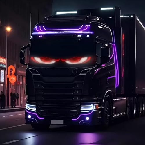 Teufelsaugen Led Auto LKW, IP65 Wasserdicht Devil Eyes Light for Cars,Led Augen für LKW,Soft Screen DIY Personalisiert Leuchtschild für Auto, Text, Graffiti, Smart App,6.8 * 2.7 inch(A) von Rubu22a
