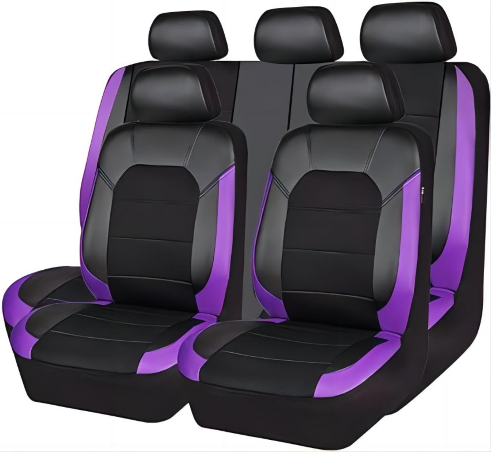 Ruby66 Auto Leder Sitzbezüge für Hyundai i10/i20/i30/i40/ix20/ix35/ix55/ioniq/ioniq 5/Kona/Grandezza, Bequem Wasserdicht rutschfest Sitzschoner, Leicht zu Reinigen, Schön, Auto Zubehör,Purple von Ruby66