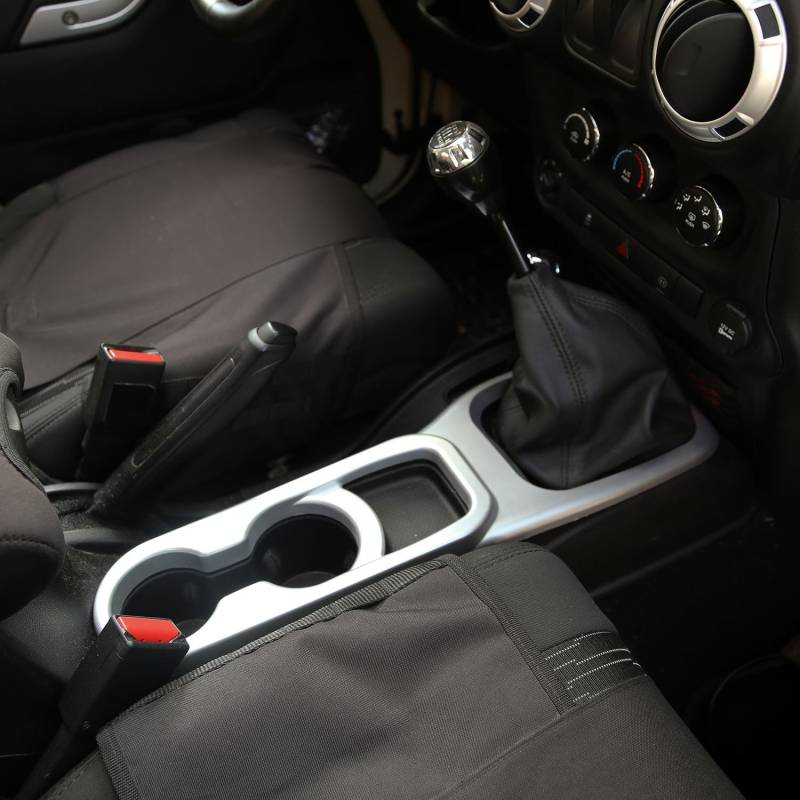 RealTruck Rugged Ridge | Getränkehalter-Verkleidung, Mittelkonsole, gebürstetes Silber, manuell | 11152.23 | passend für Jeep Wrangler JK 2011–2018 von Rugged Ridge