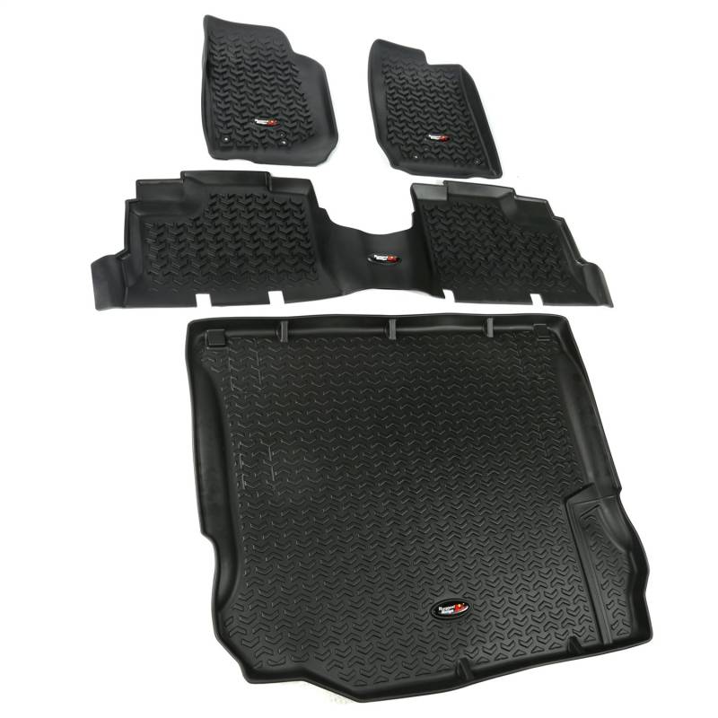 Rugged Ridge All-Terrain 12988.04 schwarz vorne, hinten und Cargo Floor Liner Kit für Select Jeep Wrangler Unlimited Modelle von Rugged Ridge