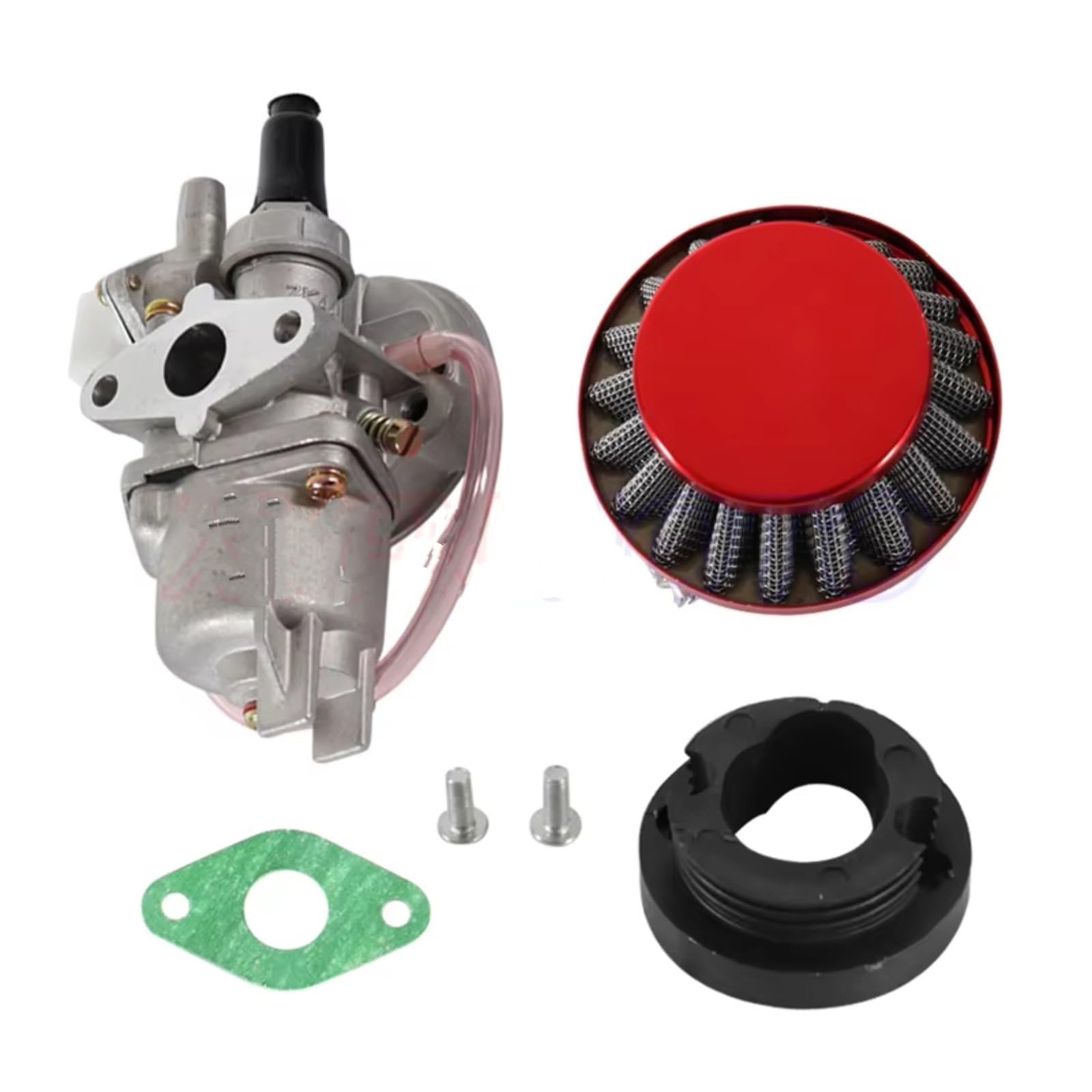 Roller Vergaser Für 47cc 49cc Mini Moto Dirt Pocket Bike ATV Vergaser + Stahl 44mm Luftfilter + Stapel Vergaser(Red) von Rugnipw