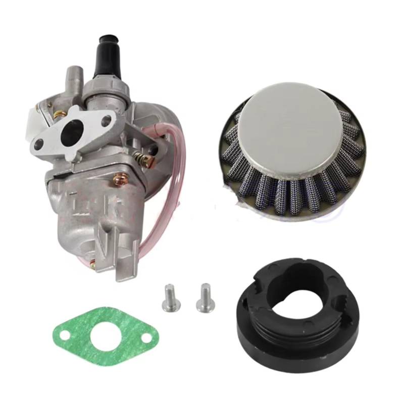Roller Vergaser Für 47cc 49cc Mini Moto Dirt Pocket Bike ATV Vergaser + Stahl 44mm Luftfilter + Stapel Vergaser(Silber) von Rugnipw