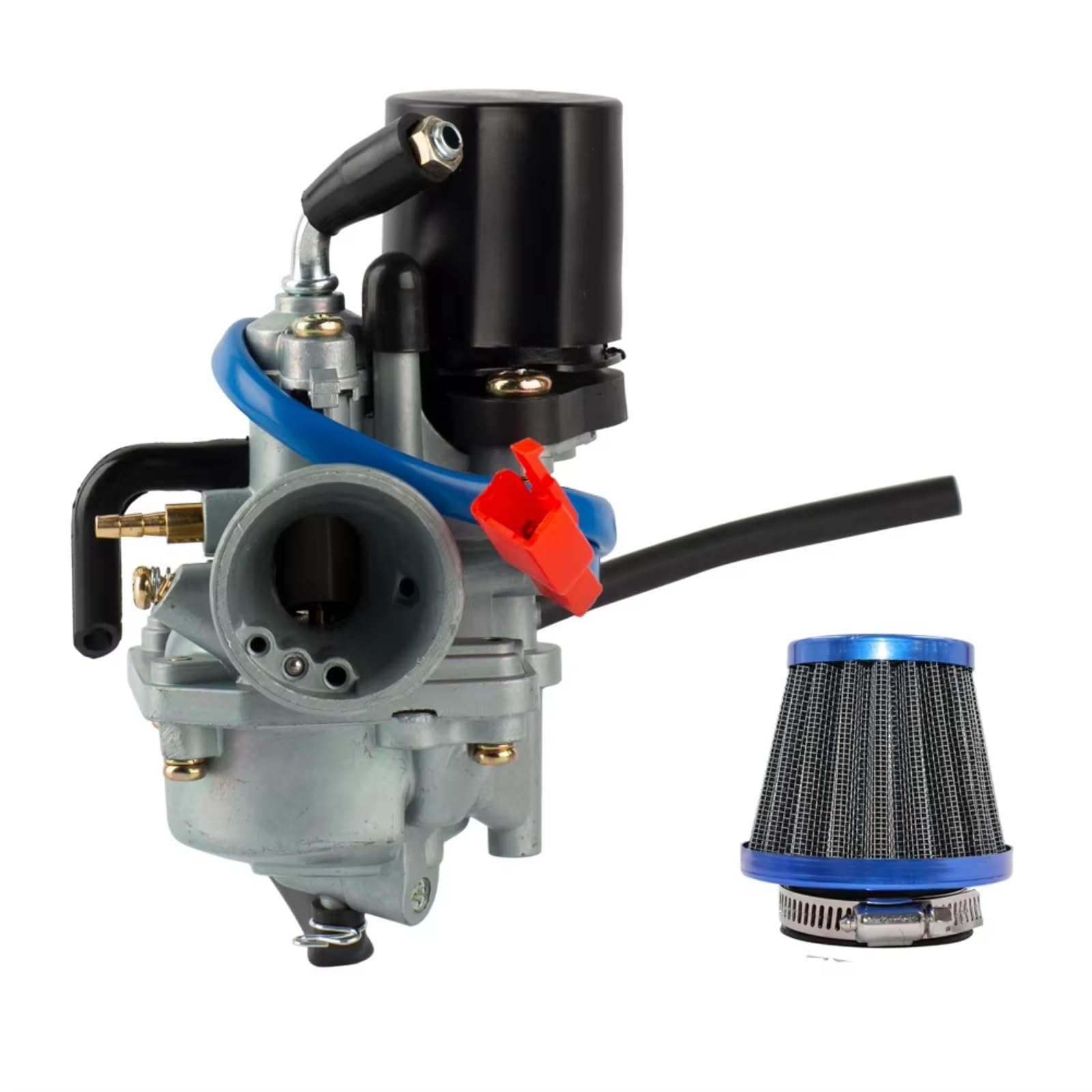 Roller Vergaser Für Jog 50cc 90cc ForJOG90 Moped 2 Hub Für E-TON Für Polaris Motorrad 19mm Vergaser Mit Luftfilter Vergaser(Blue Set) von Rugnipw