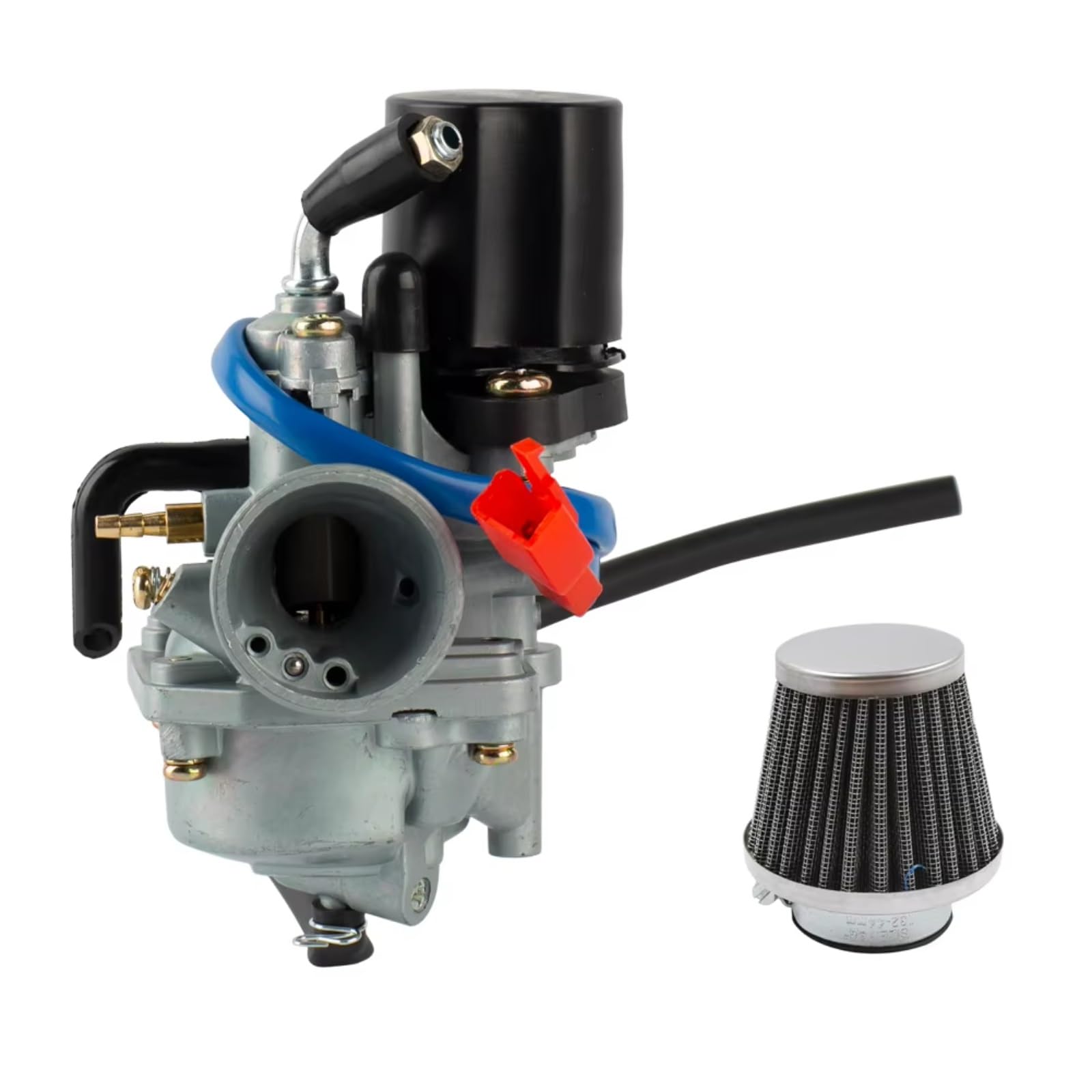 Roller Vergaser Für Jog 50cc 90cc ForJOG90 Moped 2 Hub Für E-TON Für Polaris Motorrad 19mm Vergaser Mit Luftfilter Vergaser(Sliver Set) von Rugnipw