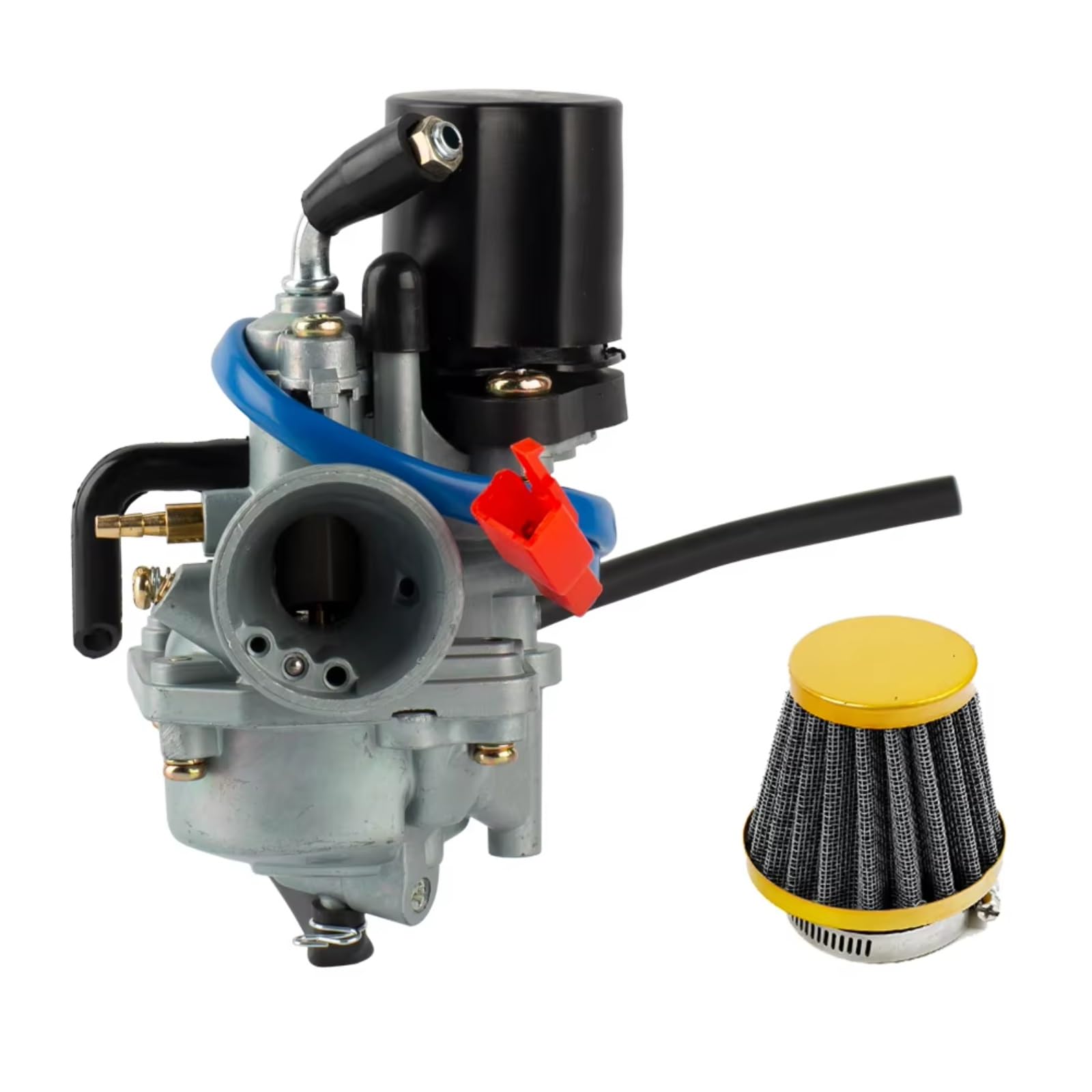Roller Vergaser Für Jog 50cc 90cc ForJOG90 Moped 2 Hub Für E-TON Für Polaris Motorrad 19mm Vergaser Mit Luftfilter Vergaser(Yellow Set) von Rugnipw
