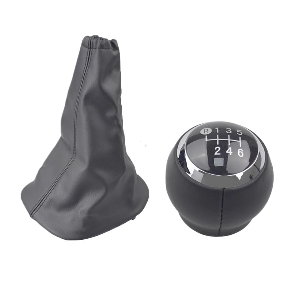 Schalthebelknopf Für Toyota Für Yaris II 2 MK2 2005-2011 Schaltknauf Hebel Stick Stift Leder Gamasche Boot Abdeckung Fall Auto Schaltkopf(Black 6 Speed Set) von Rugnipw