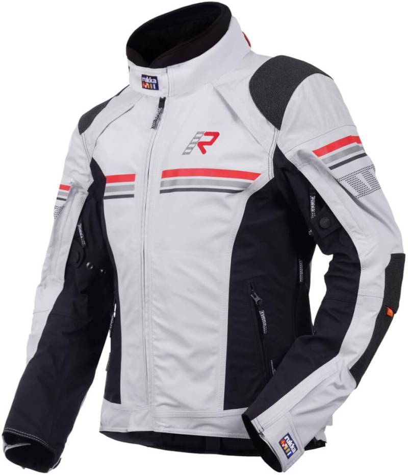Rukka Motorradjacke Armatou-R wasserdichte Touringjacke, LIGHTGREY/RED, 54 von Rukka