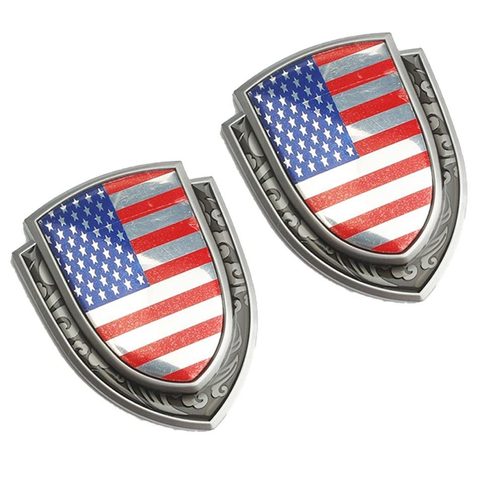 2 Stücke Auto Emblem Abzeichen Metal Usa Amerikanische Flagge Auto Kofferfenster Fenster Seite Emblem Abzeichen Abziehbild Aufkleber von Ruluti