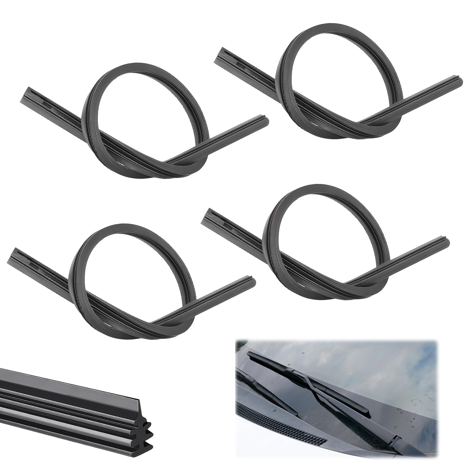 Kit mit 4 Ersatzwischerblättern aus schwarzem Gummi, 800 mm Kit mit 4 Ersatzwischerblättern aus schwarzem Gummi, 800 mm von Rumgug