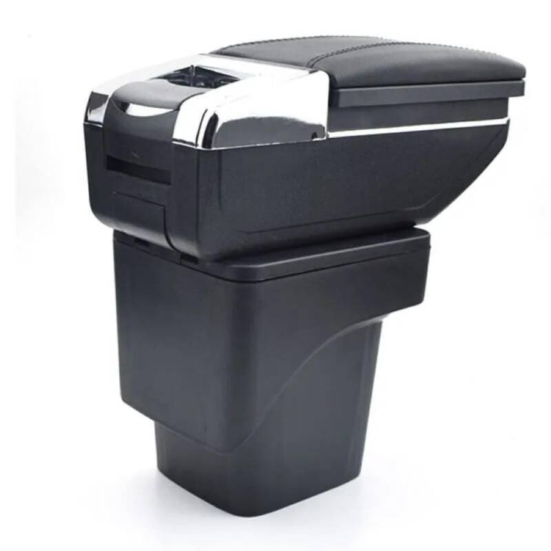 Rumplex Armlehne Auto Mittelarmlehne Mittelkonsole Organizer Konsole Armlehnenbox Kompatibel mit Ford Focus MK2 2005-2011 Schwarz Leder Staufach Ablagefach 3D Drehbar Schiebeverdeck von Rumplex