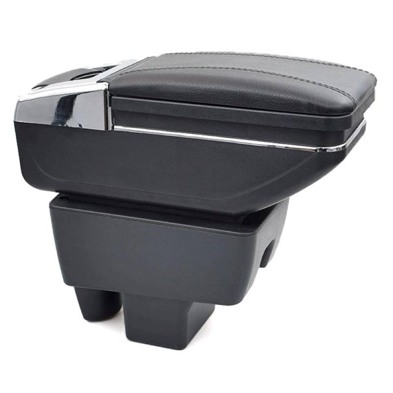 Rumplex Armlehne Auto Mittelarmlehne Mittelkonsole Organizer Konsole Armlehnenbox Kompatibel mit Skoda Rapid 2013-2018 Schwarz Leder Staufach Ablagefach 3D Drehbar Schiebeverdeck von Rumplex