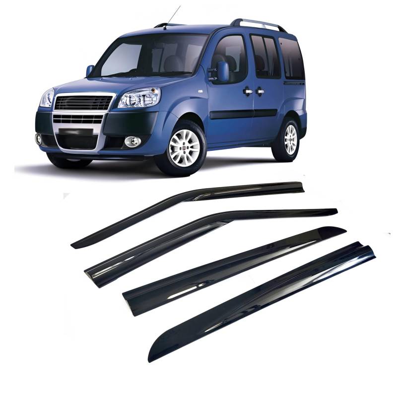 Rumplex Windabweiser Luftabweiser Regenabweiser Seitenfensterabweiser Kompatibel mit FIAT Doblo II 2010-2023 Autofenster Regenschutz Regenabweiser Anklebbare Deflektoren 4 Stück von Rumplex