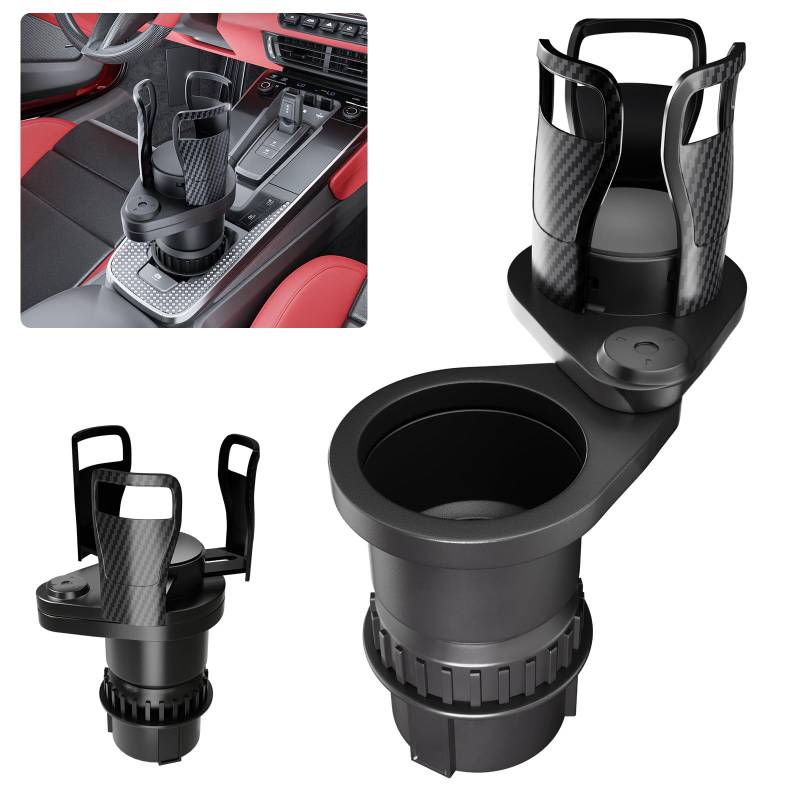 Getränkehalter fürs Auto - Verstellbare Basis, 2-in-1 Flaschenhalter & Becherhalter, 360° Drehbarer Multifunktions-Autohalter von Rundago
