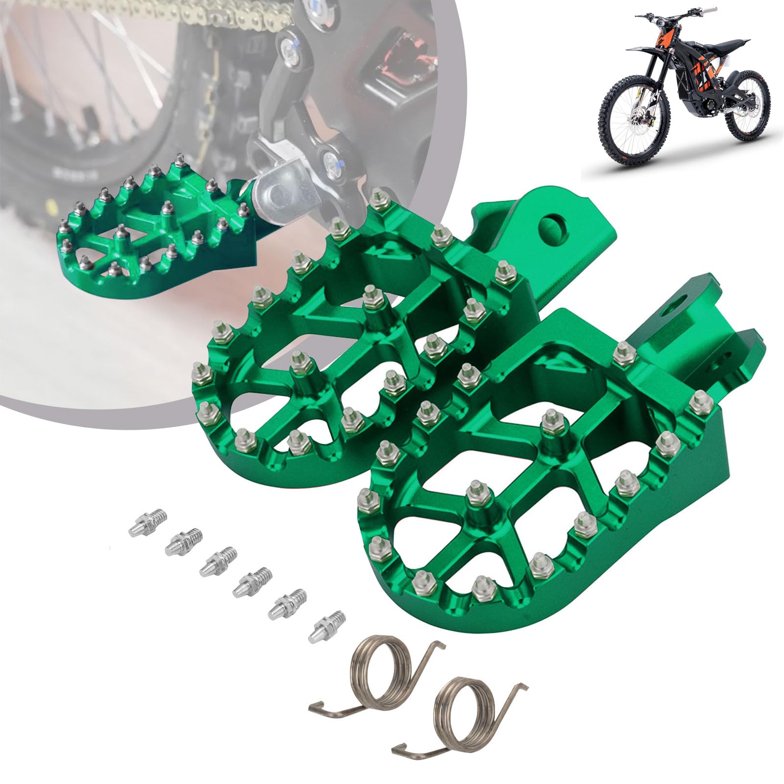 Dirt Bike Fußrasten,Motorrad Fußrasten Breite Fußrasten CNC Aluminiumlegierung mit Federn für für Sur Ron Light Bee Elektrofahrrad CRF150F CRF230F 2003-2019 Grün Dirt Bike Fußrasten,Motorrad Fußrasten Breite Fußrasten CNC Aluminiumlegierung mit Federn für für Sur Ron Light Bee Elektrofahrrad CRF150F CRF230F 2003-2019 Grün von Runfarr