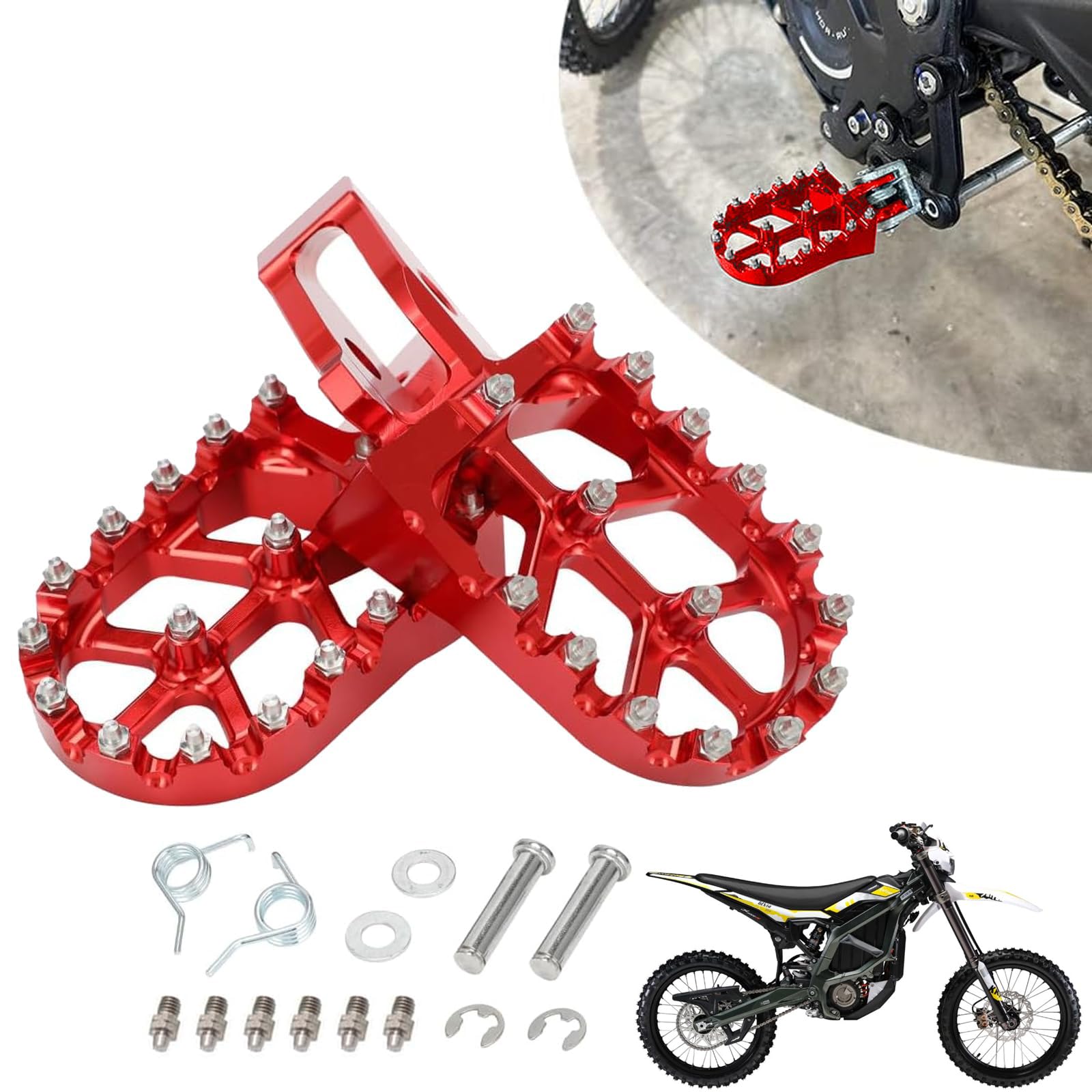 Motorrad-Fußrasten, langlebiges CNC-Fußstützenpedal, Ersatz modifiziertes Kit für Sur-Ron Surron Ultra Bee Elektro Dirt Bike Rot von Runfarr