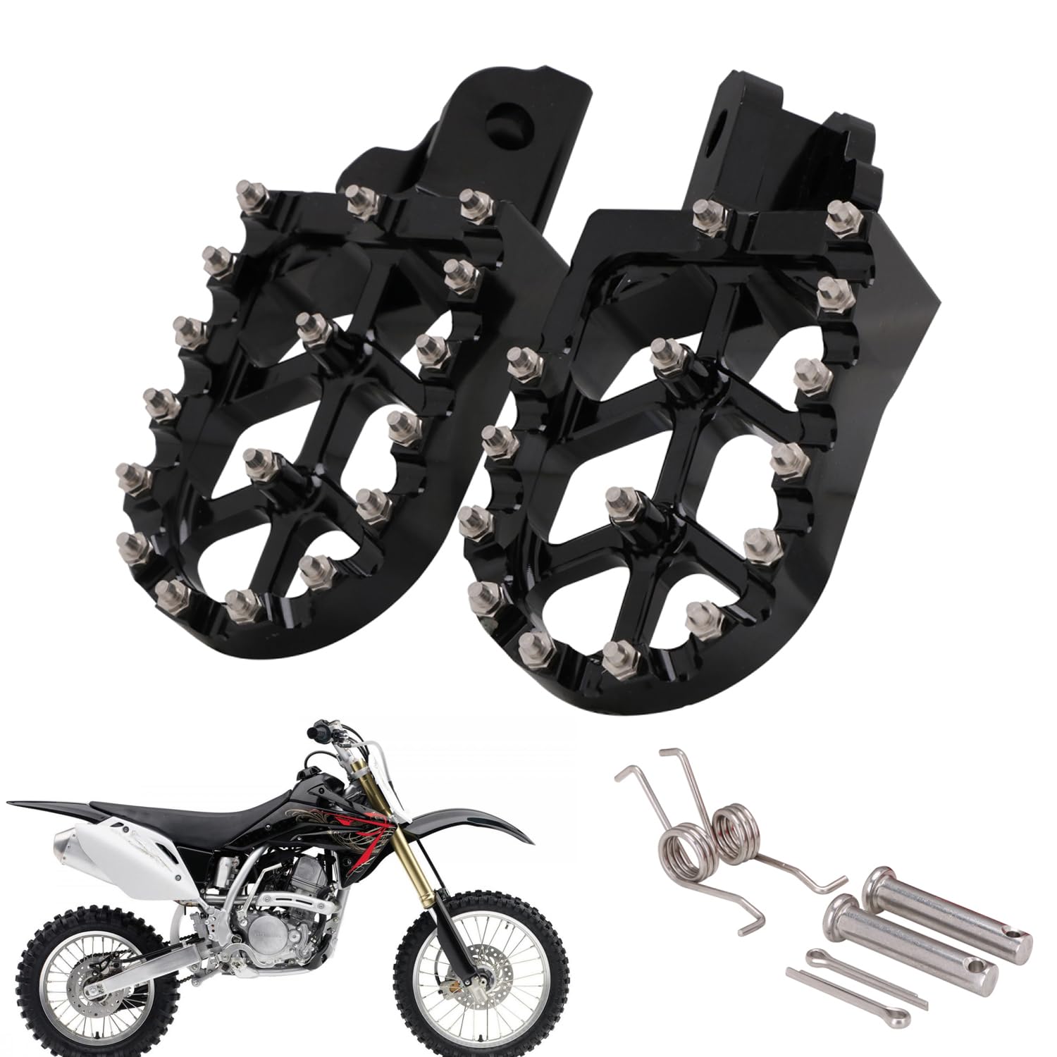 Runfarr Motorrad Fußrasten,Schwarze Fußrasten,Fußpedale aus CNC-Aluminium für CRF110F 2013–2022 CRF125F 2014–2023 von Runfarr