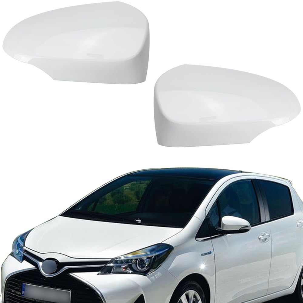 Ruolin Außenspiegelkappen 1 Paar, Rückspiegelabdeckung Kappe Auto Spiegelkappen Spiegelkappen Weiß Kompatibel mit Yaris 2012-2020 von Ruolin