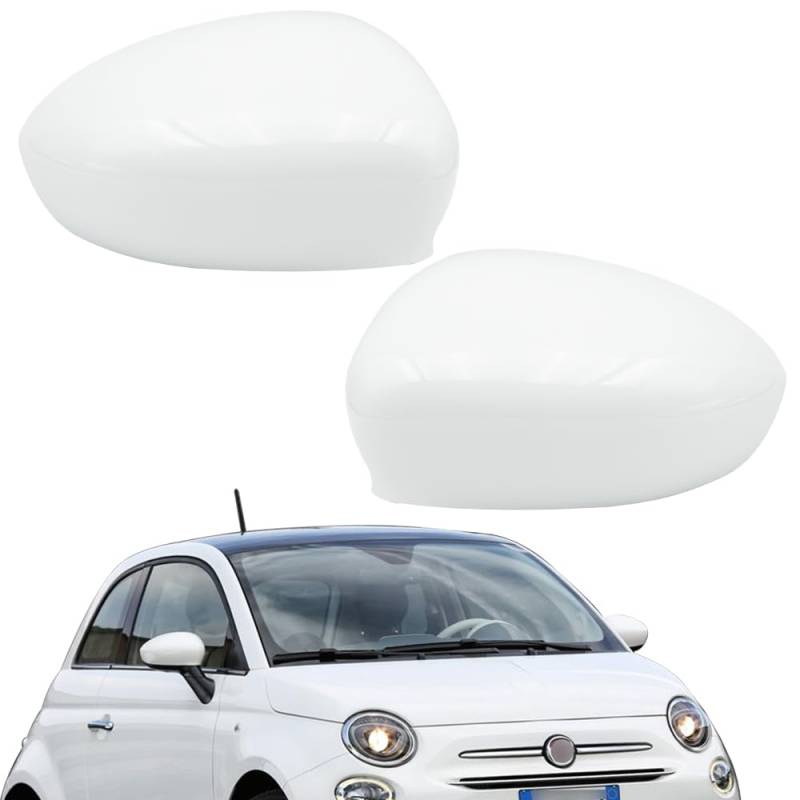 Ruolin Außenspiegelkappen 1 Paar, Rückspiegelabdeckungen Weiß Auto Spiegelkappen Seitenspiegel Abdeckungen Kompatibel mit Fiat 500 2007-2023 von Ruolin