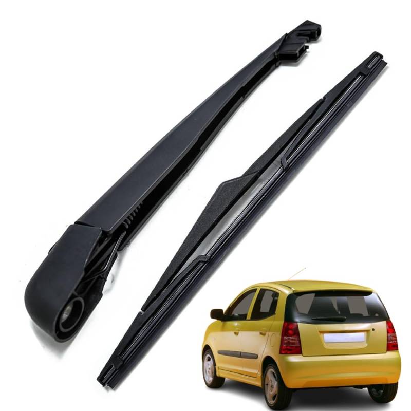 Ruolin Auto Heckscheibenwischer Schwarz, Ersatz Heckwischerarm Wischerarm Hinten + Scheibenwischer Wischer Set Kompatibel mit KIA Picanto 2004-2010 von Ruolin