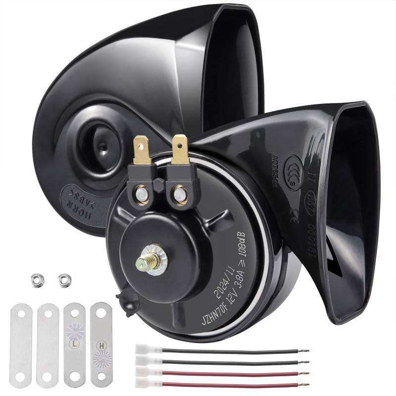 Rupse Hupe Autohupe Laut Horn Signalhorn für 12v Pkw Lkw Wohnmobile Motorräder Schiffe E-Bikes,2 Stück von Rupse