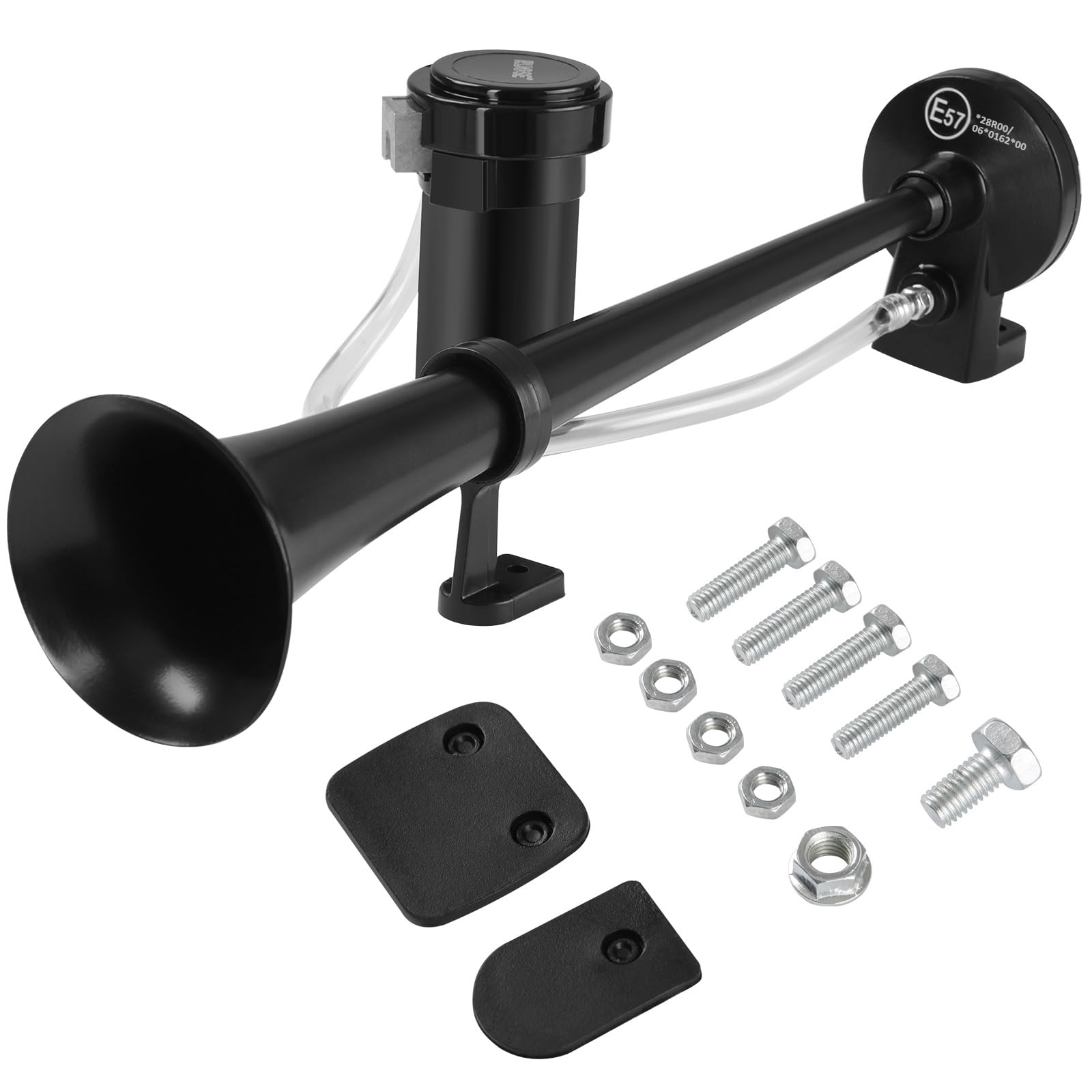 Rupse Hupe Luft Horn Kit, Lufthorn Drucklufthorn auto Horn mit Kompressor für 12V PKW LKW Booten Motorrädern (Einzelrohr Schwarz) Rupse Hupe Luft Horn Kit, Lufthorn Drucklufthorn auto Horn mit Kompressor für 12V PKW LKW Booten Motorrädern (Einzelrohr Schwarz) von Rupse
