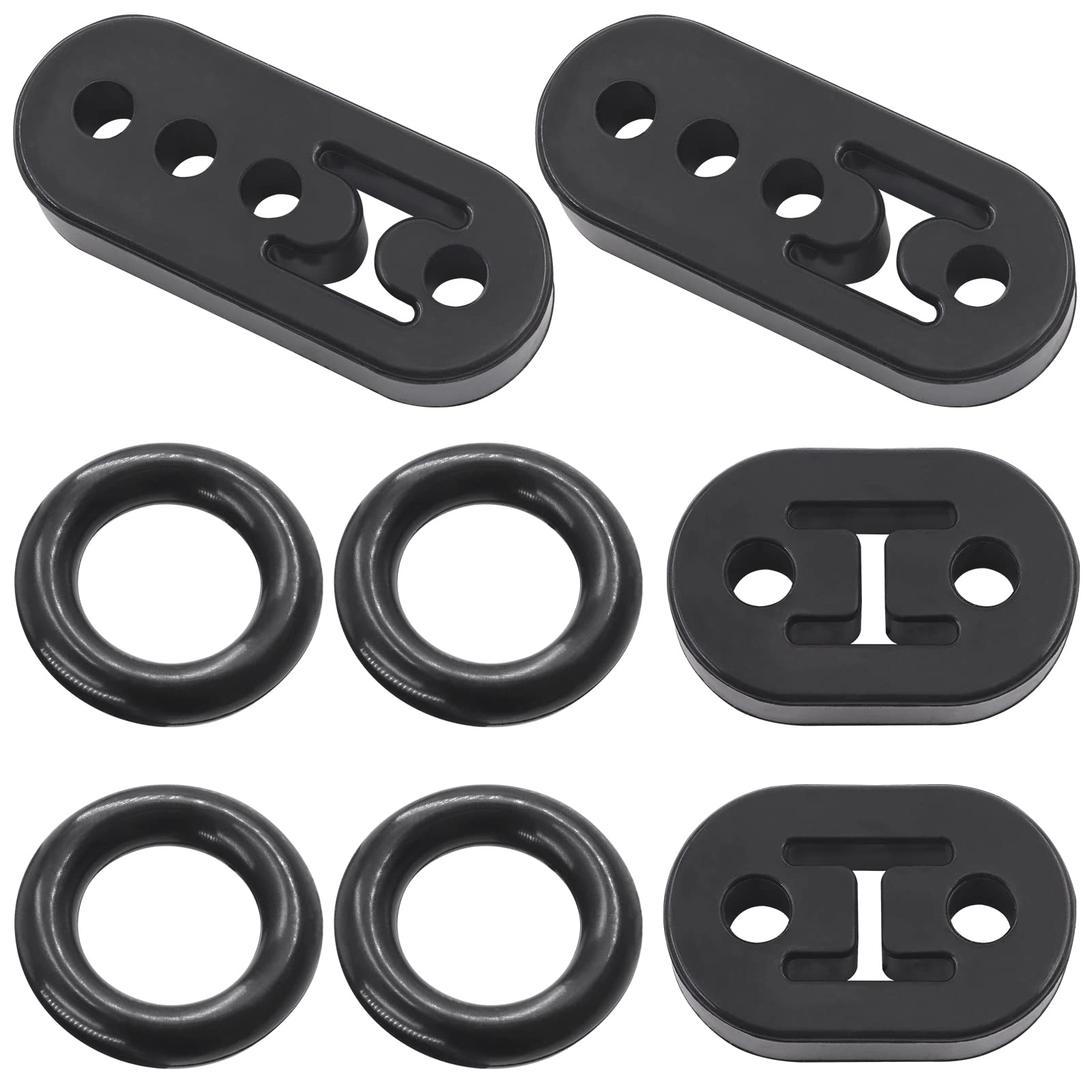 Rustark 8 Stück Auto Gummi Auspuff Aufhänger Universal Auspuff Halterung 2 Loch und 4 Loch Auto Auspuff, Rund Auspuffgummi für Auto von Rustark