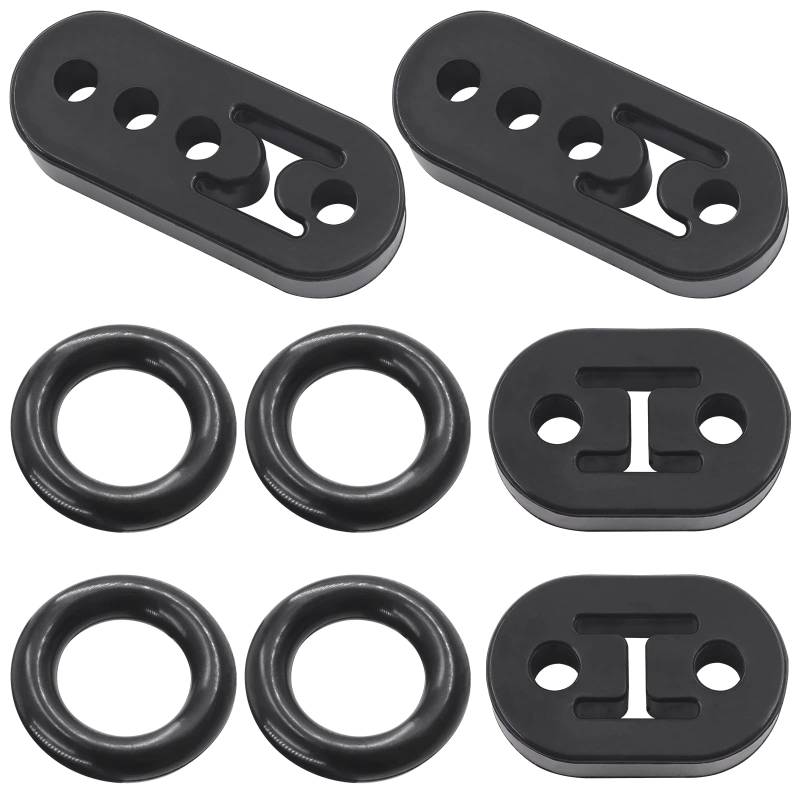 Rustark 8 Stück Auto Gummi Auspuff Aufhänger Universal Auspuff Halterung 2 Loch und 4 Loch Auto Auspuff, Rund Auspuffgummi für Auto von Rustark