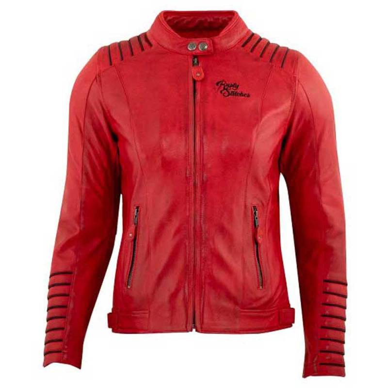 Rusty Stitches Amanda Damen Motorrad Lederjacke (Red/Black,36) von Rusty Stitches