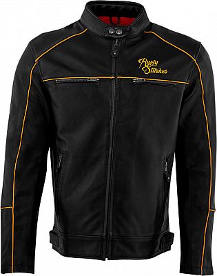 Rusty Stitches Chase, Lederjacke - Schwarz/Gelb - XXL von Rusty Stitches