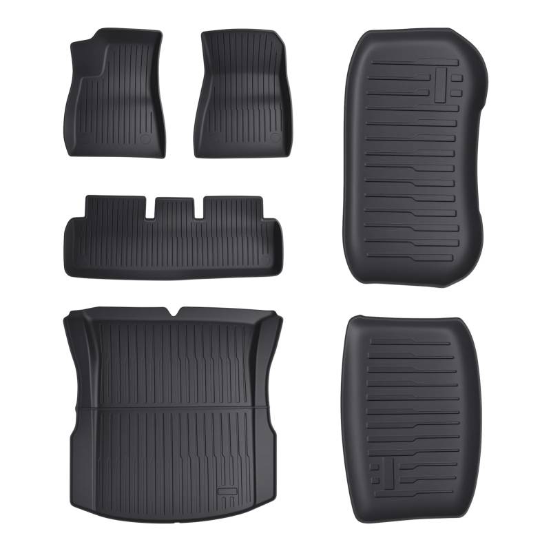 Rutaqian 6pcs Alle feuchtt-TPE-us-ödenmatten für Tesla Modell 3-Voll-Set-InnenarchitKtur MIT Anti-Slip-TPE, Spritzenns-Sitzen und PräzisionSanpassungen Schwarz von Rutaqian